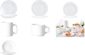 Arcoroc Esmeyer Kaffeetasse EVERYDAY, 0,22 l, weiss aus Hartglas, spülmaschinengeeignet, stapelbar (220 ml, 6x)