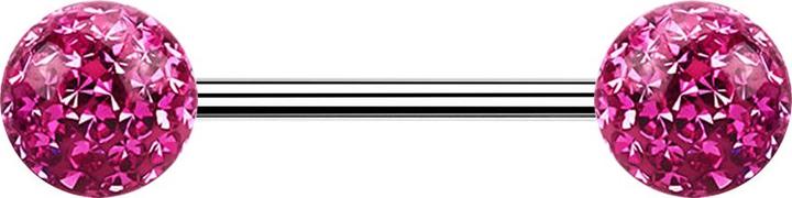 Image du produit Star Piercing Micro Barbell argent avec deux boules roses Protection époxy (sans laiton, Acier chirurgical 316L)
