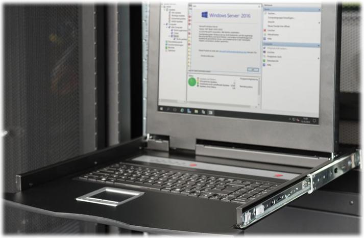 Produktbild Digitus Modulare Konsole mit 17" TFT (43,2cm), 8-Port CAT 5 KVM & Touchpad, US-Tastatur