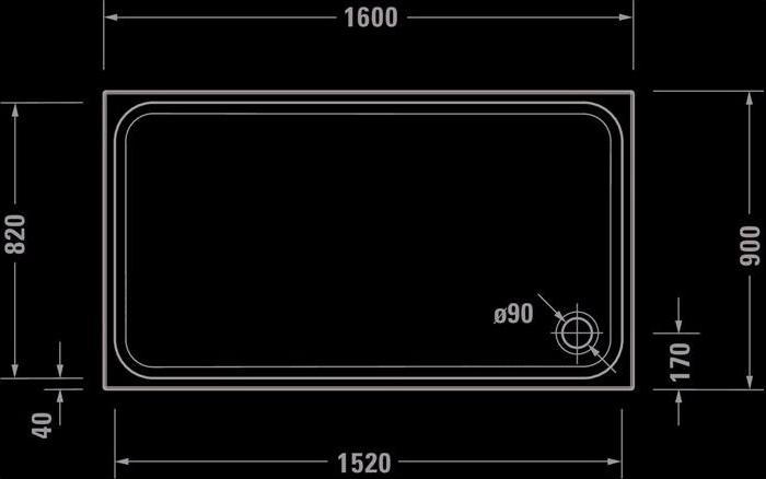 Image du produit Duravit Receveur de douche rectangulaire D-CODE avec antislip, blanc 1600x900x85mm (160 cm, 90 cm)