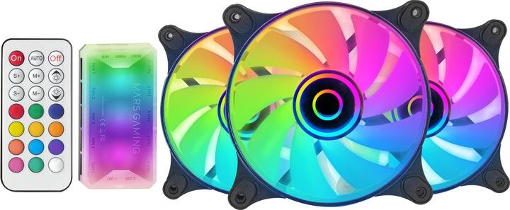 Produktbild Mars Gaming Lot De 3 Ventilateurs Boitier Mf-3d RGB - 12cm (Noir) (120 mm, 3x)