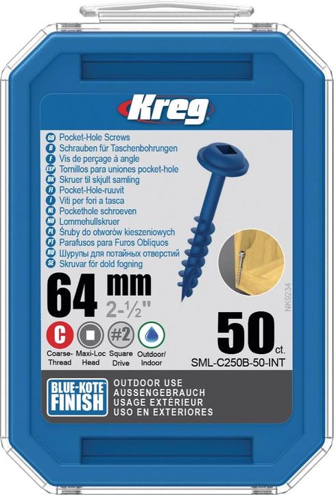 Image du produit Kreg Vis à tête cylindrique 64 mm 50 pcs outdoor ( SML-C250B-50 ) à carré d'entraînement partie filetée (50 Vis par pièce)