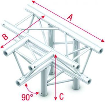Milos Systems Pro-30 Triangle F Truss - T-Cross + down 4-way - 50 cm F (Prolyte Ø 27,8 mm kompatibel)