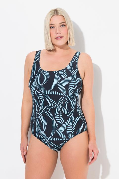 Image du produit Ulla Popken Maillot de bain sans bonnets souples, décolleté rond et motif arabesques (58)