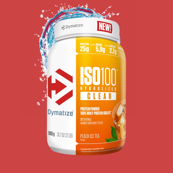 Immagine prodotto Dymatize Siero di latte chiaro ISO100 (Tè freddo alla pesca, 1 pz., 900 g)