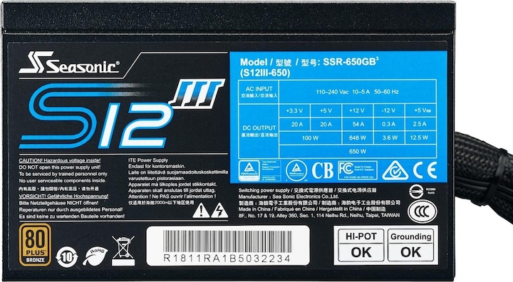 Actual product image Seasonic S12III (550 W)