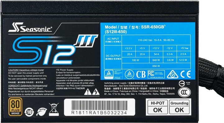 Produktbild Seasonic S12III (550 W)