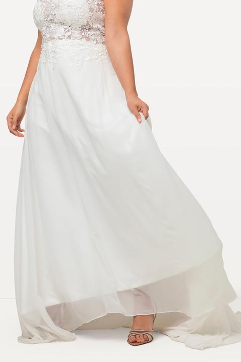 Produktbild Ulla Popken Brautkleid, A-Linie, Schleppe, V-Ausschnitt, ärmellos (48)