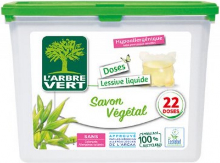 L'arbre vert Lessive liquide écologique Caps français (22 Cycles de lavage, Tabs)
