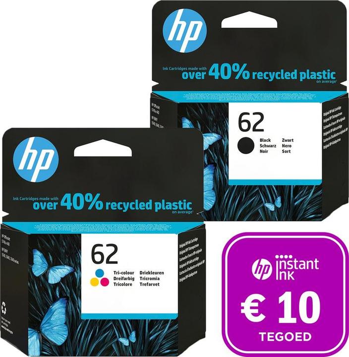Productafbeelding HP 62 - Inktcartridge kleur & zwart + Instant Ink tegoed