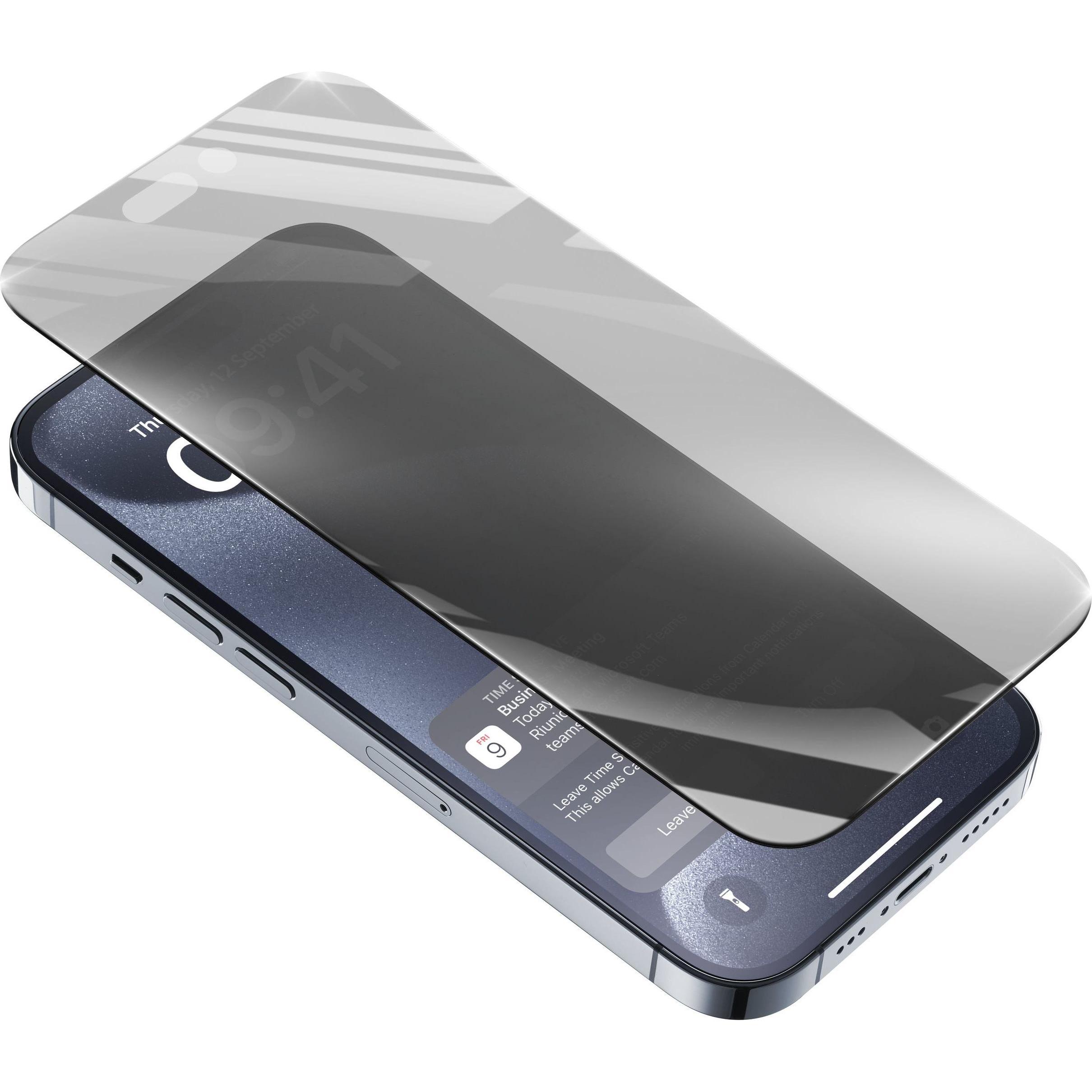 Cellularline Top Secret Glass (1 Stück, Apple iPhone 15 Pro), Smartphone Schutzfolie, Transparent