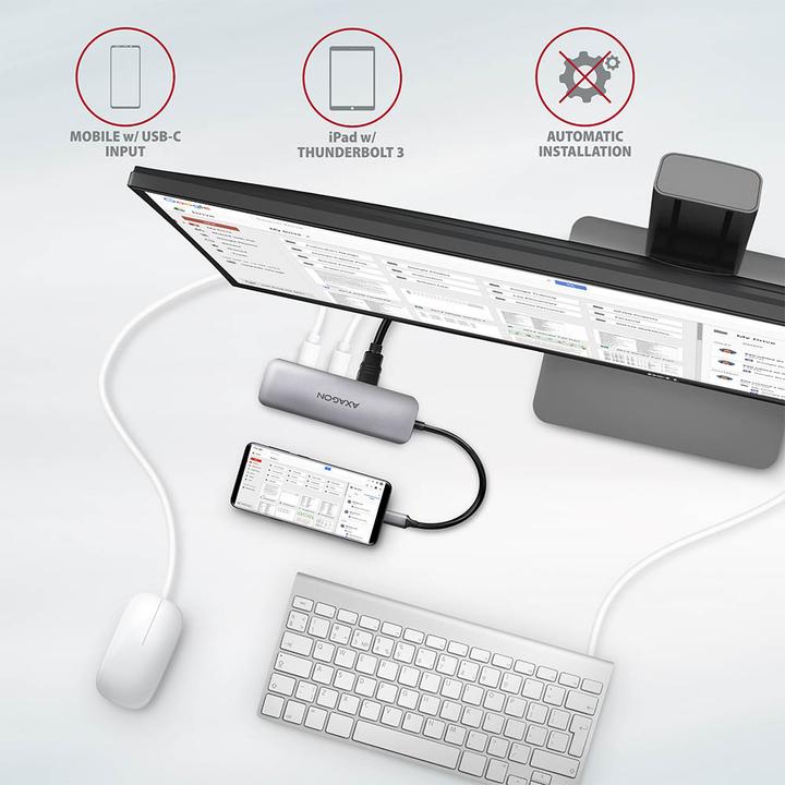 Produktbild Axagon HMC-5 USB-C-Hub, 2x USB-A, HDMI, 2x USB-C 3.2 Gen 1, 1x SD, 1x microSD (USB-C, 7 Ports)