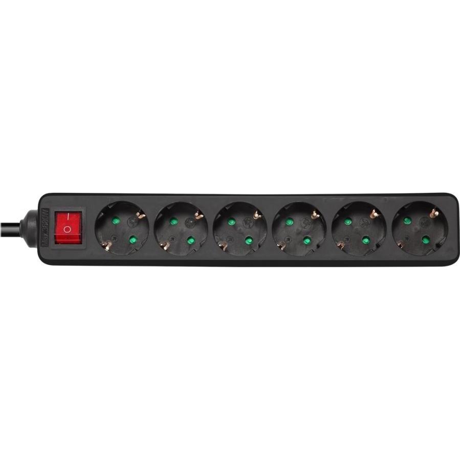 Deltaco, Steckdosenleiste, GT-0662 power extension 6 AC outlet(s) Indoor Black (6 x, CEE 7/7, 5 m)