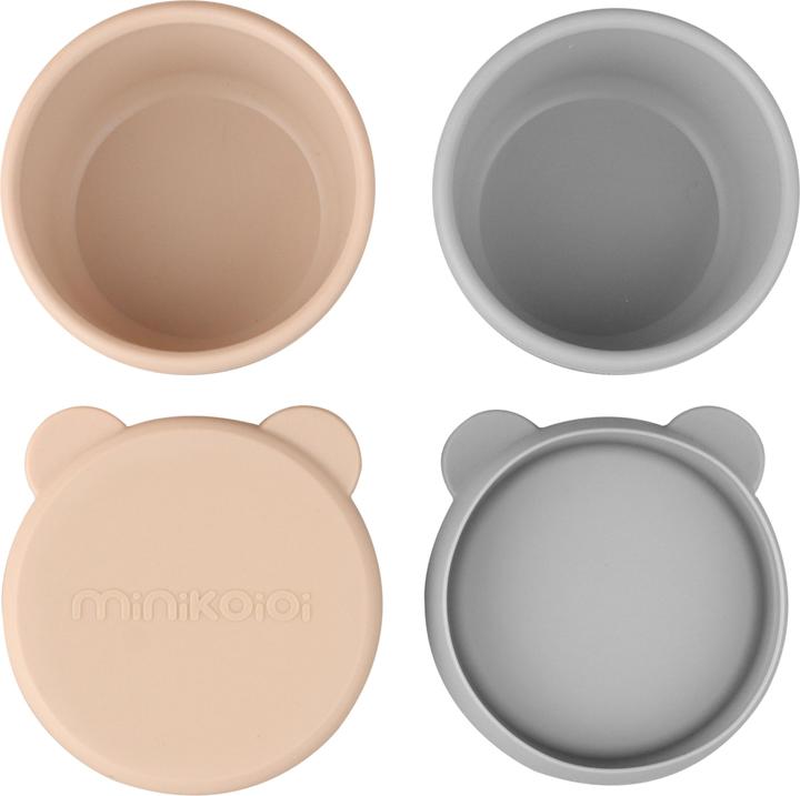 Minikoioi Mini Silikon Schalen Deckel, 2 Stk., Beige / Puder Grau