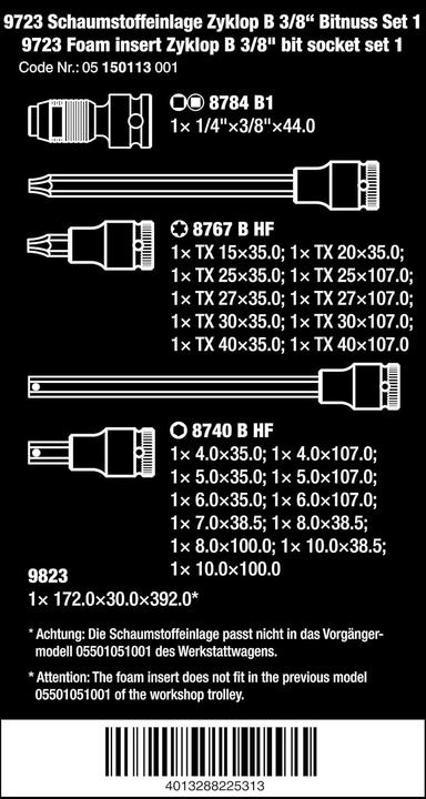Productafbeelding Wera 9723 Inzetstuk Zyklop B 3/8" bitmoerset 1 (10 mm)