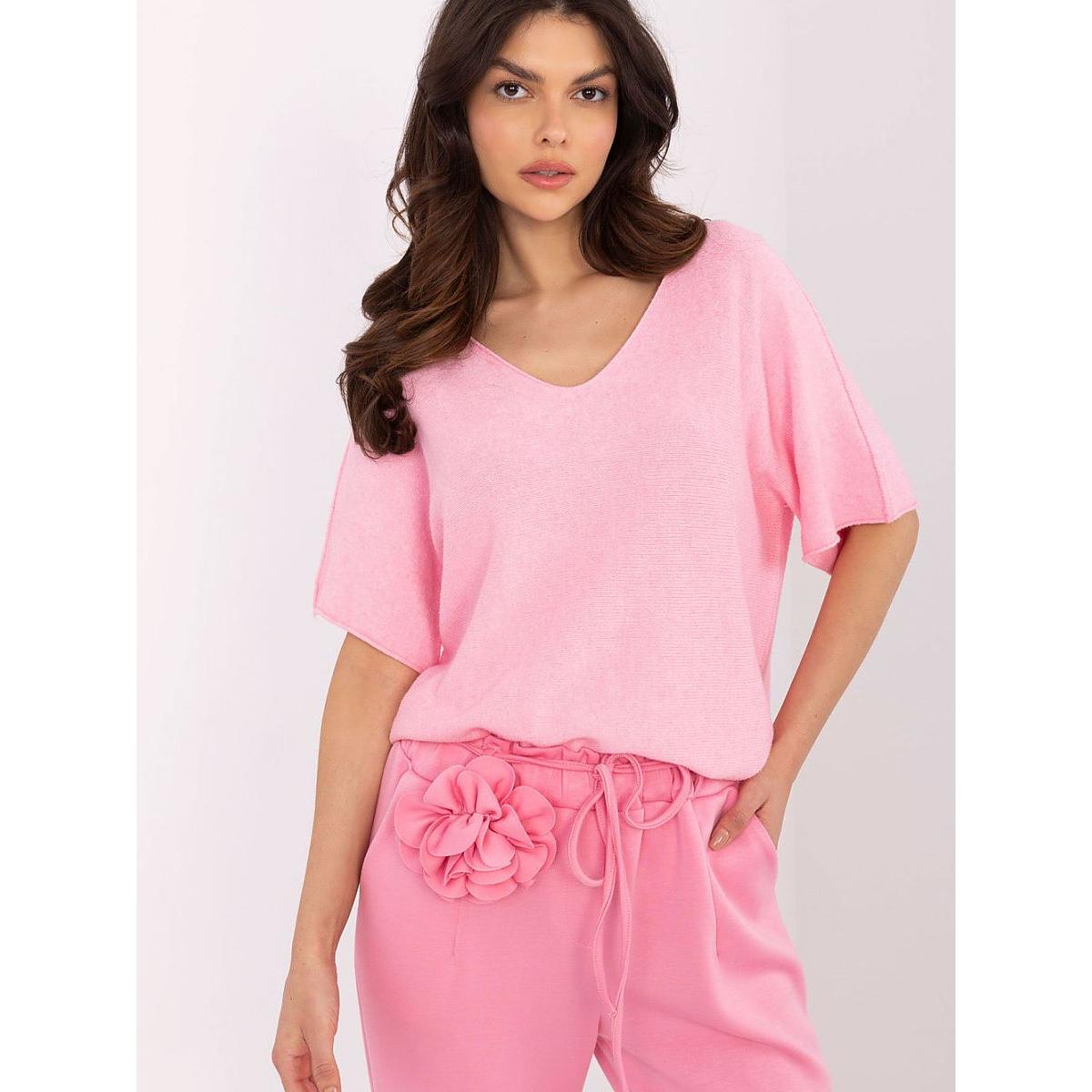 Italy Moda, Damen, Pullover, Kurzarm Pullover, Rosa, (65 C)