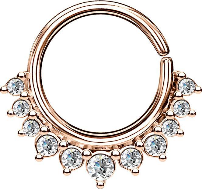 Image du produit Star Piercing anneau septum rose doré avec onze cristaux (Laiton)