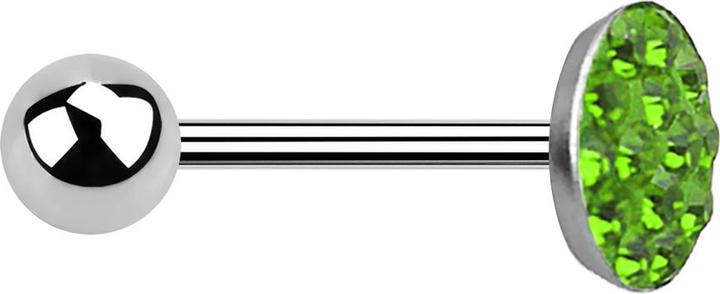 Immagine prodotto Star Piercing Barbell in argento con sfera e disco in cristallo verde (senza ottone, Acciaio chirurgico 316L)
