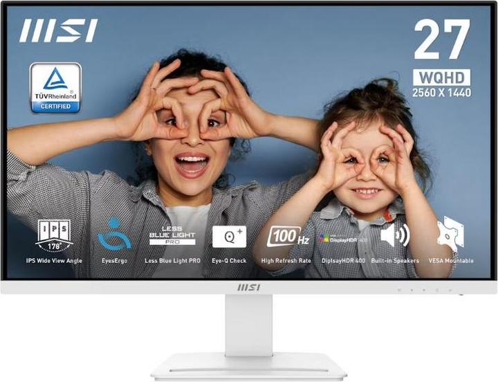 Produktbild MSI PRO MP273QWDE E2 Office Monitor - IPS Panel, 100Hz White, 1ms(MPRT) Response Time (GTG) 4ms (2560 x 1440 Pixel, 27")