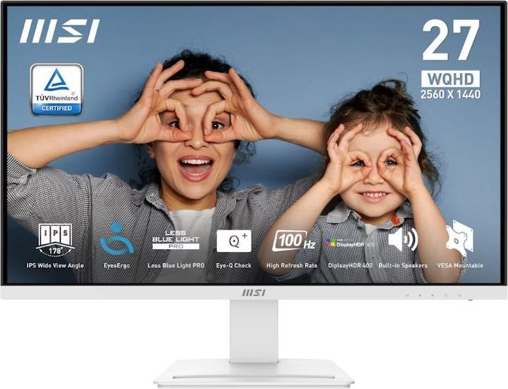 MSI PRO MP273QWDE E2 Office Monitor - IPS Panel, 100Hz White, 1ms(MPRT) Response Time (GTG) 4ms (2560 x 1440 Pixel, 27")