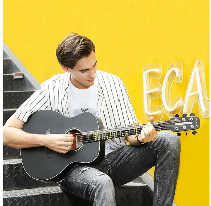 Actual product image Popu Music Westerngitarre Poputar T2 (Western guitar, Acrylonitrile butadiene styrene (ABS) (fingerboard material), Mahogany (rear material), Mahogany (side material), Rosewood (bridge material), Spruce (top))