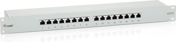 equip 19" patch panel: 16 port, 1U, grey