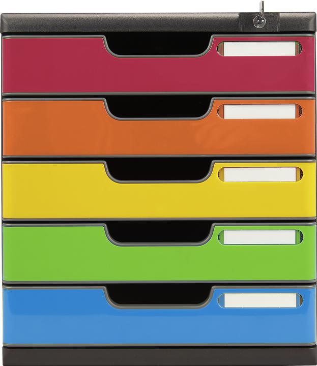 Image du produit Exacompta Boîte à tiroirs MODULO, format A4+, 5 tiroirs verrouillables, fermés, poignée encastrée et (A4+)