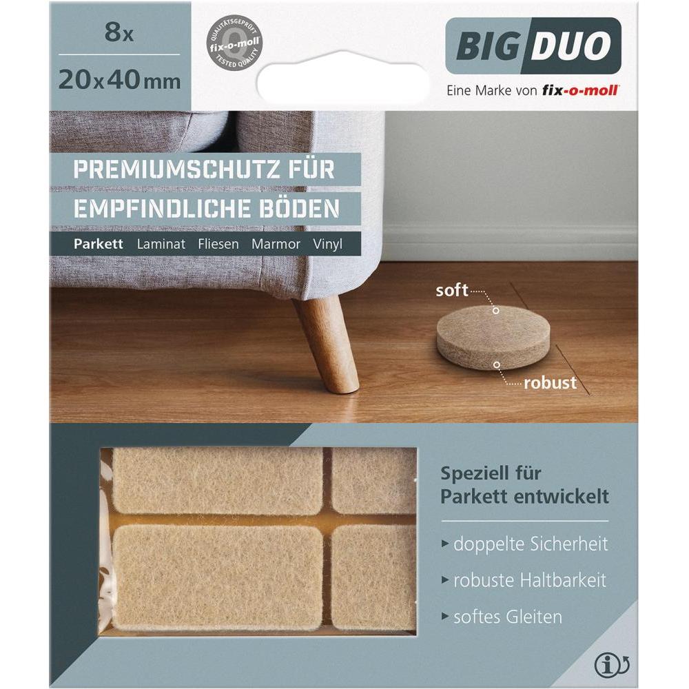 NoName, Möbelgleiter + Schutzpuffer, Parkettgleiter BIGDUO kleb. 40x20mm Inh.8 St. (Universalgleiter, 8 Stück)