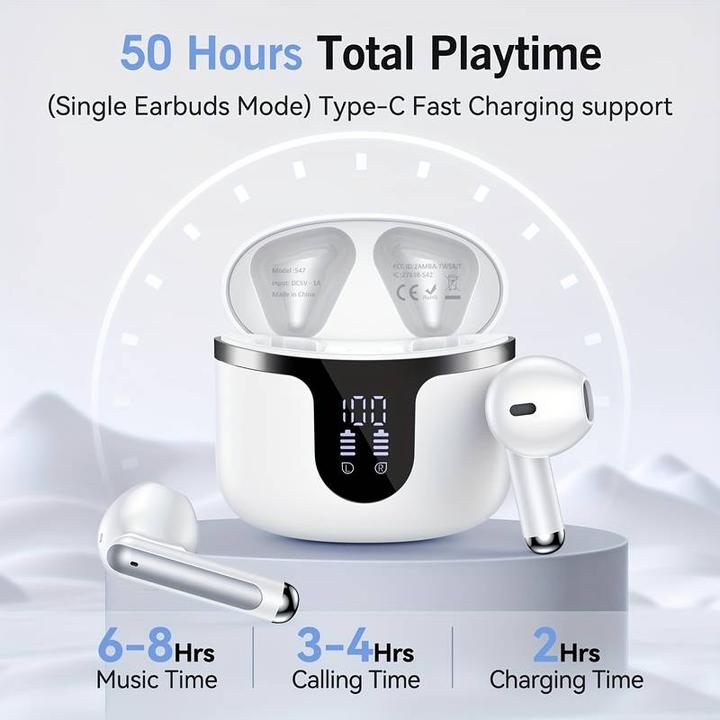 Actual product image PhoneLook Bluetooth 5.3 in-ear wireless headphones charging case with digital battery indicator, USB Type C (50 h, Wireless)