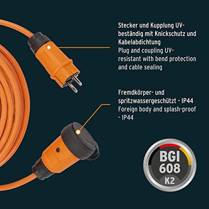 Image du produit Brennenstuhl Rallonge IP44 25m orange H07BQ-F 3G1,5 (25 m, CEE 7/3)