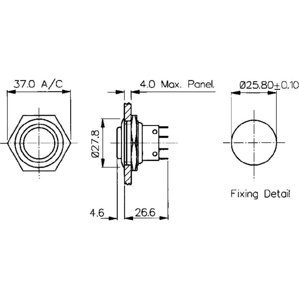 Thumbnail - Bulgin Drucktaster PB robust 28mm SPCO, Taster + Schalter, Silber