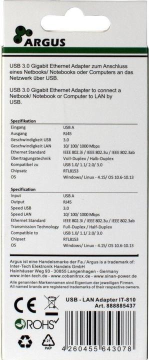 Produktbild Intertech Argus IT-810 (USB 3.0, RJ45 (1x))