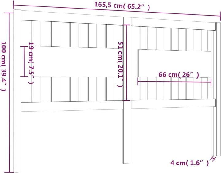 Image du produit vidaXL Kopfteil (165 x 5 x 100 cm)
