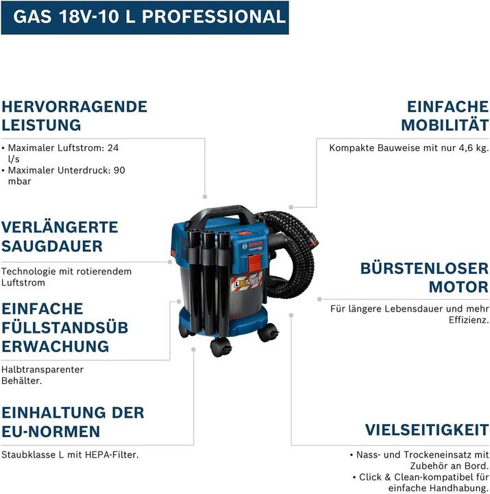 Produktbild Bosch Professional GAS 18V-10 L (Nass-Trockensauger)