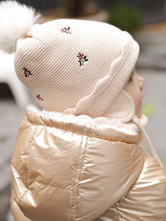 Actual product image Vertbaudet Mädchen Baby-Set: Mütze, Rundschal & Fäustlinge mit Blumen (62/68)