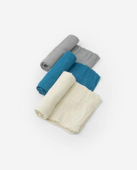 Immagine prodotto little unicorn Fasce di mussola di cotone 3 Pack - Lago (120 cm, 120 cm)