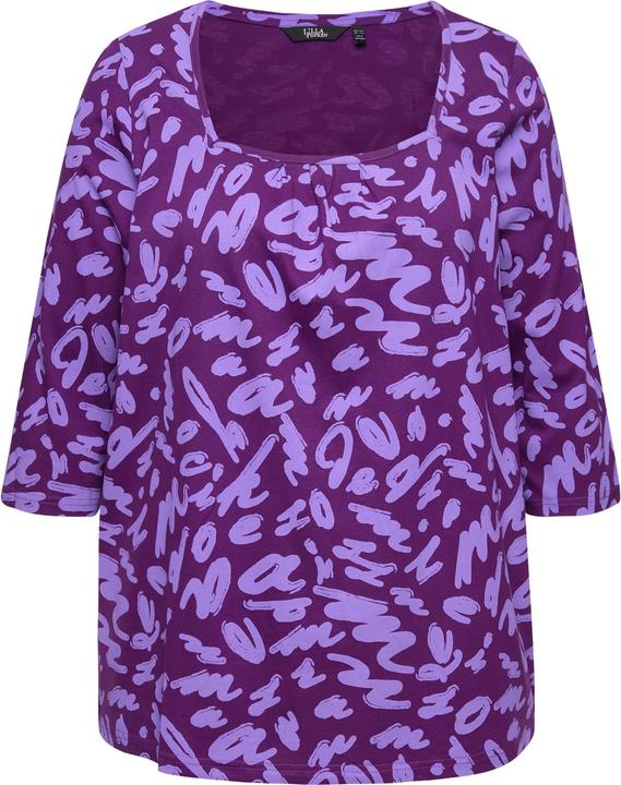 Immagine prodotto Ulla Popken Maglia dal taglio svasato con pieghe decorative, scollo rettangolare e maniche a 3/4 (50, 52)