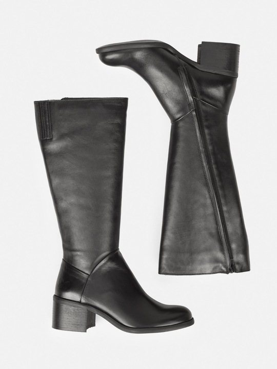 Actual product image Felmini MIRA D946 Stylish high boots with a low heel, made from genuine soft black leather. (37)