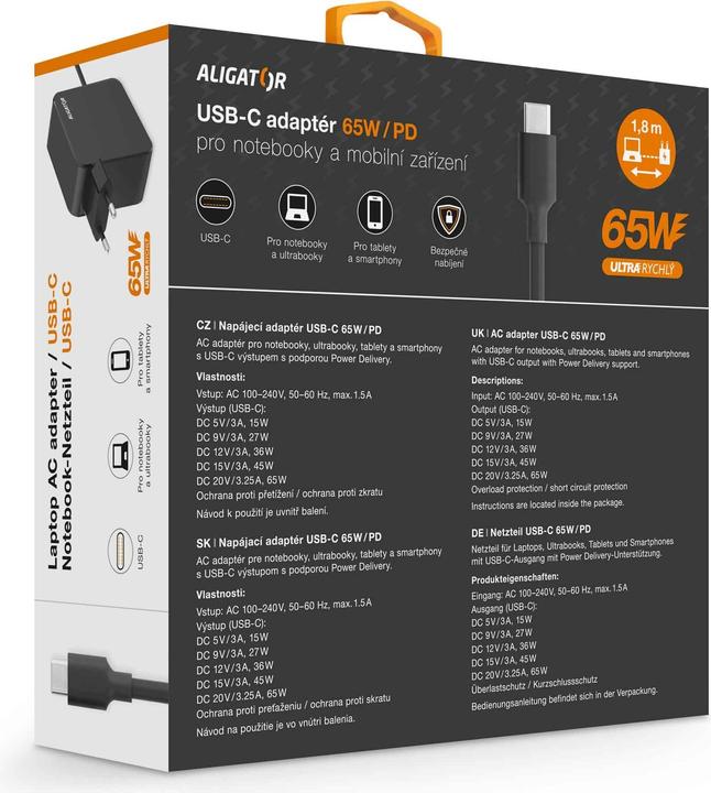 Actual product image Aligator Power Delivery USB-C adaptor (65 W)