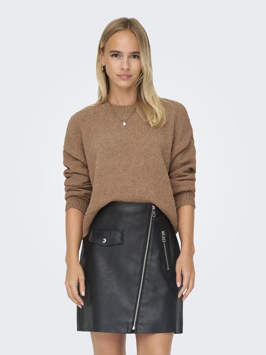Produktbild Only Rundhals Gerippte Ärmelbündchen Tief angesetzte Schulter Pullover Strickpullover (XL)