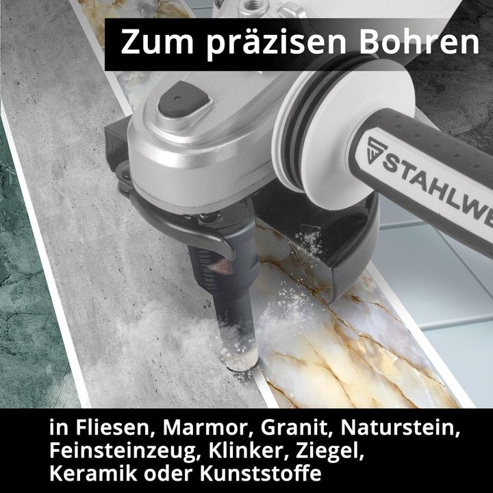 Actual product image Stahlwerk Diamond core bits set of 5 6-14 mm M14 for angle grinders (6, 8, 12, 14 mm, 10 mm)