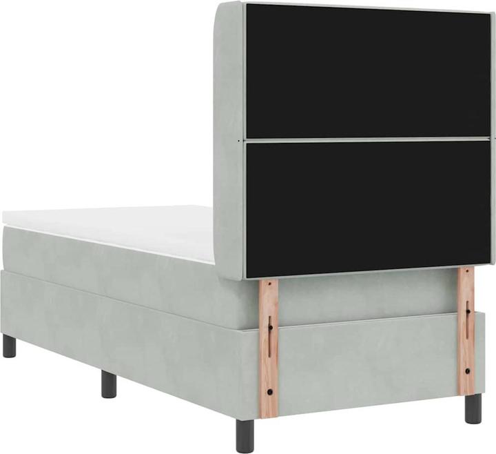 Produktbild vidaXL Boxspringbett Mit Matratze & Led Samt Hellgrau (100 x 200 cm)