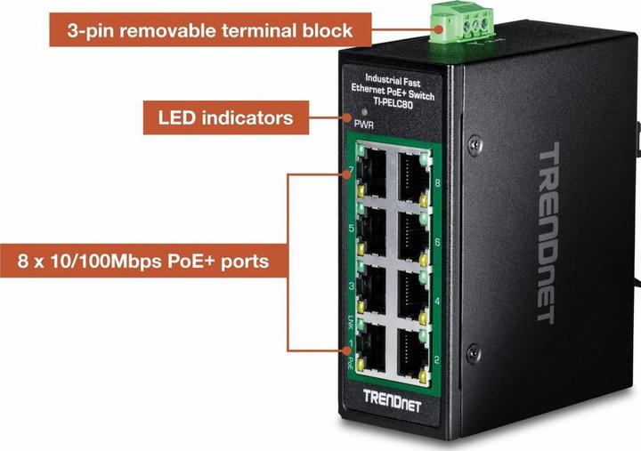 Immagine prodotto Trendnet Ethernet Veloce Industriale A 8 Porte (8 porte)