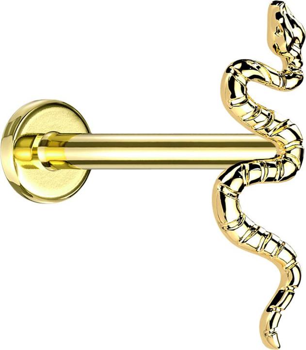 Actual product image Star Piercing Micro labret internal thread gold-plated snake gold-plated (without brass, Titanium G23)