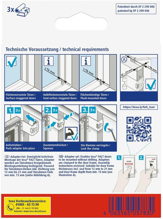 Actual product image tesa FALT insect screen adapter for doors, door clamp for mounting without drilling or screwing