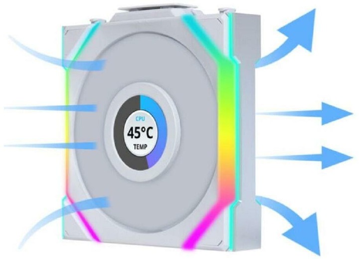 Actual product image Lian-Li UNI FAN SL Wireless LCD Lüfter, ARGB, PWM, 3er-Pack inkl. Controller - 120 mm, weiss (120 mm, 1 x)
