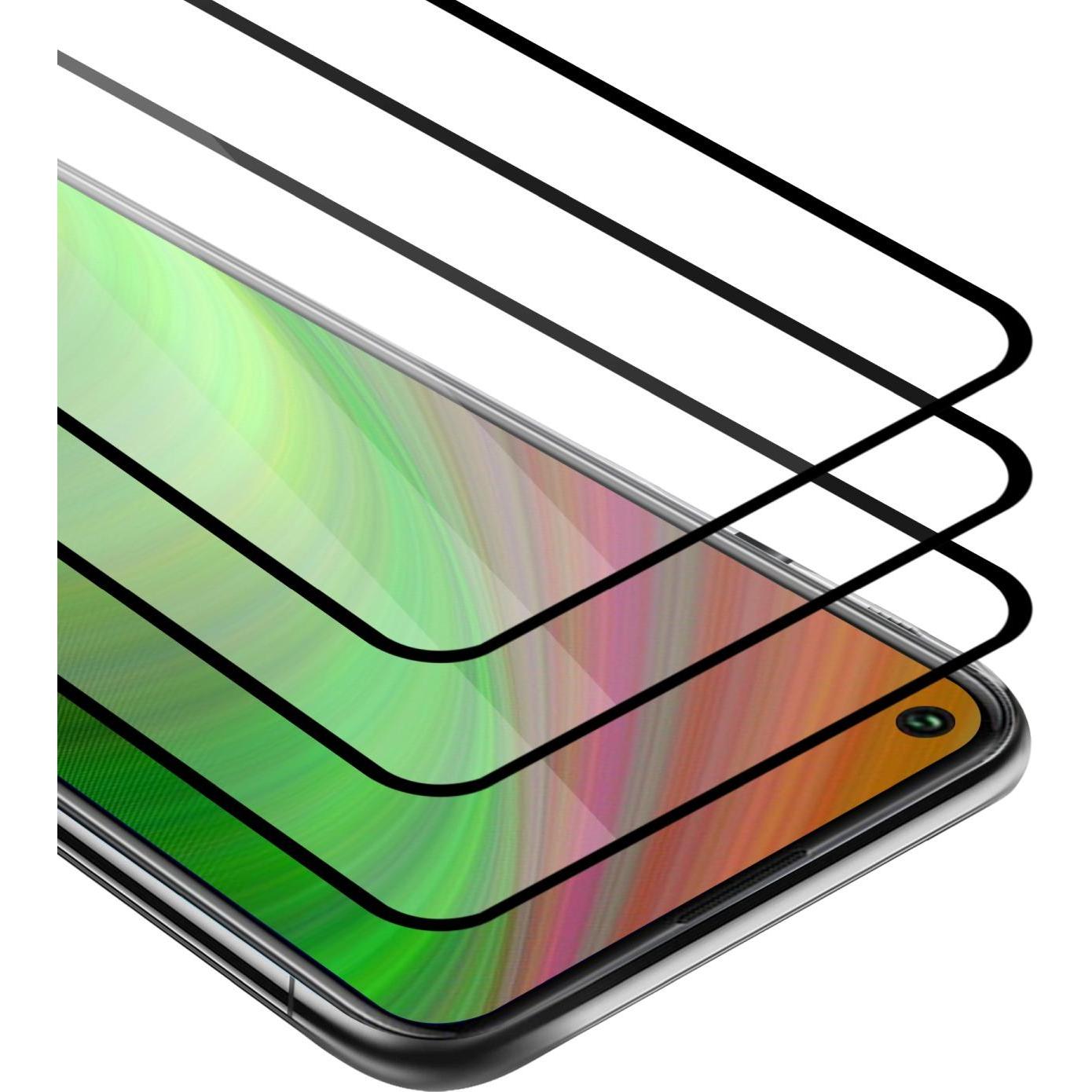 Cadorabo Vollbild Displayschutzglas (3 Stück, Oppo A53), Smartphone Schutzfolie, Schwarz