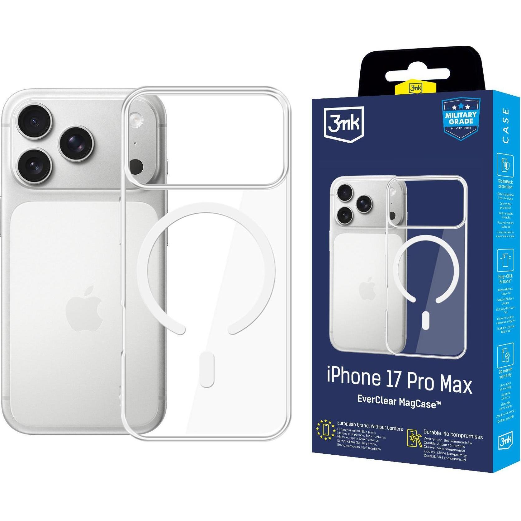 3MK - EverClear MagCase - iPhone 17 Pro Max - Transparent (Apple iPhone 17 Pro Max), Cover smartphone, Trasparente