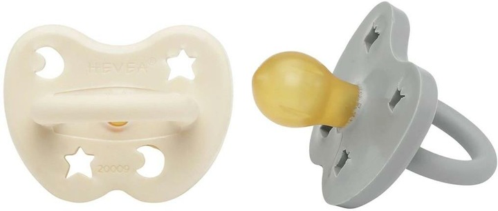 Image du produit Hevea Sucette ronde 2 pcs. Blanc laiteux/Gris magnifique 3-36 mois (2 x, 3 - 36 M.)