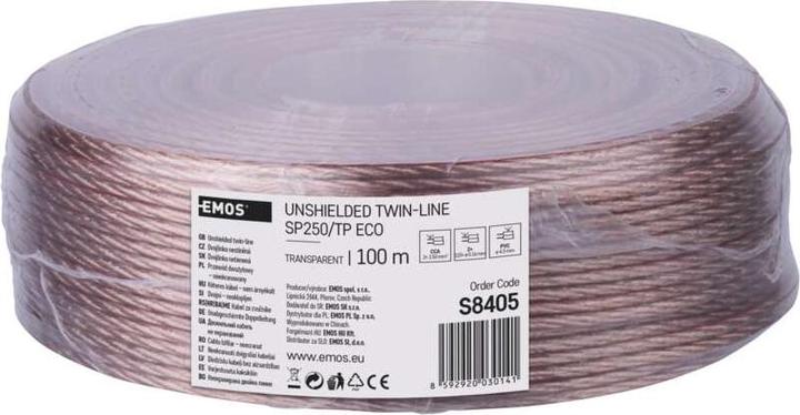 Productafbeelding Emos Twisted pair kabel ECO 2x2,5mm, transparant, 100m (100 m, 2.50 mm²)